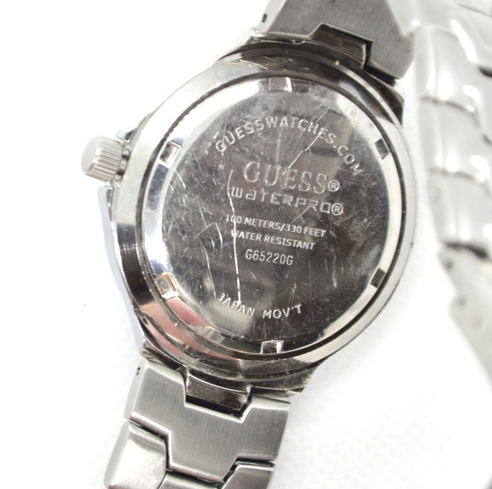 GUESS G65220G Waterpro Silver Tone Men’s Wristwatch Stainless Steel Bracelet