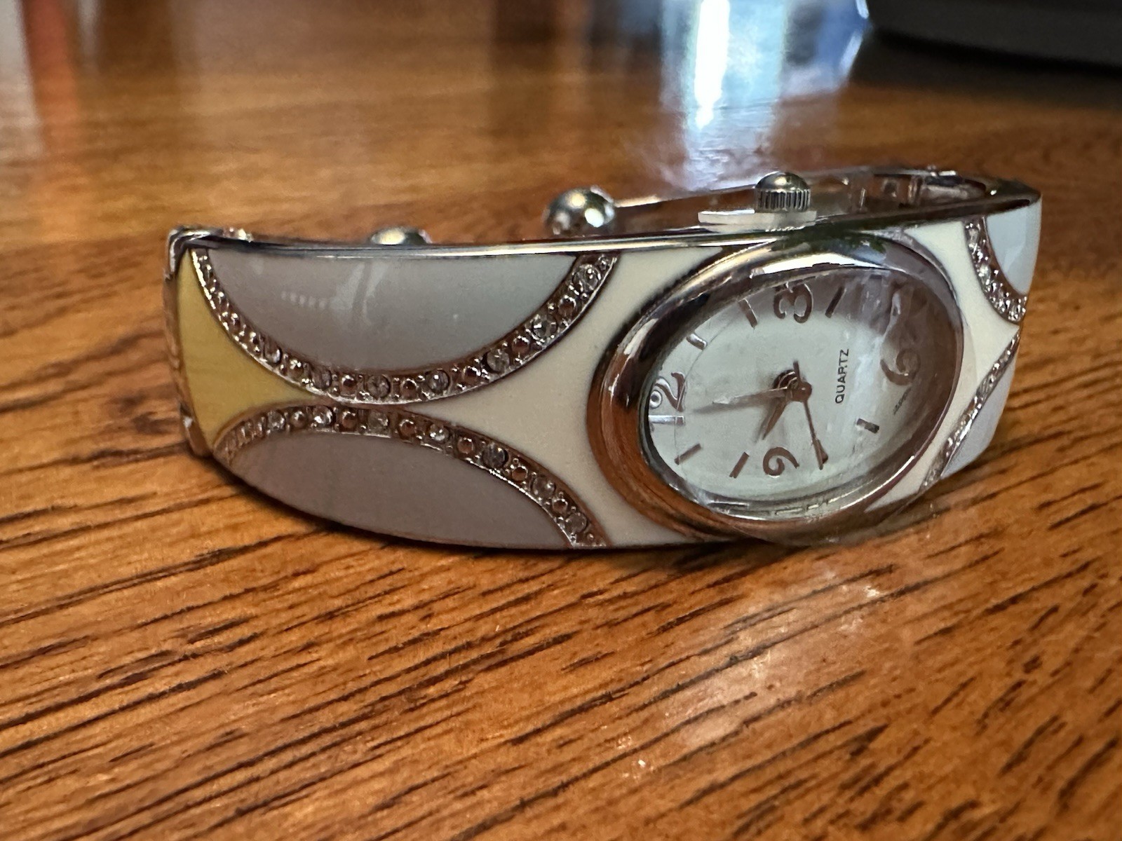 Vintage NOS New In Box Avon Multi Color Enamel & Rhinestones New Dawn Cuff Watch