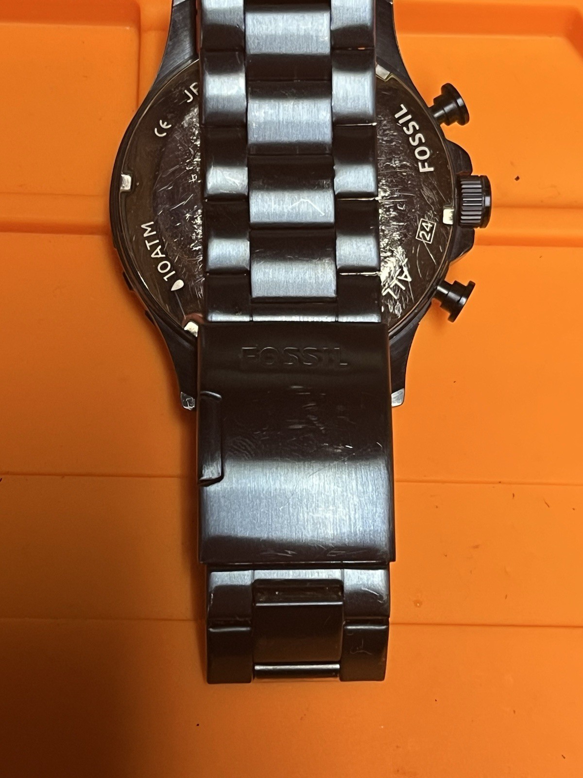 Fossil JR-1530 Quartz Chronograph Date Black Stainless Steel 10 ATM 50mm