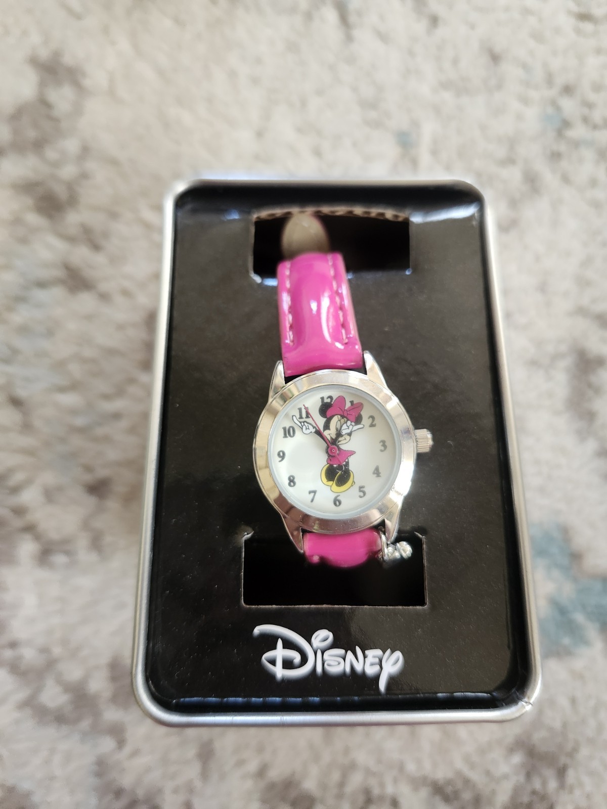 Disney Minnie Mouse Pink Watch In Tin Never Used Quartz Learn Time