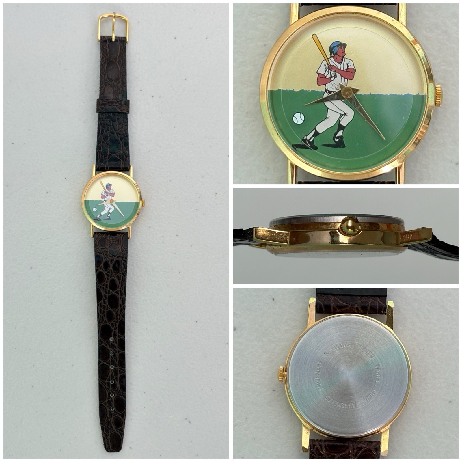 Vintage 1980s Baseball Mystery Dial Watch Moving Ball Second Hand Quartz Novelty