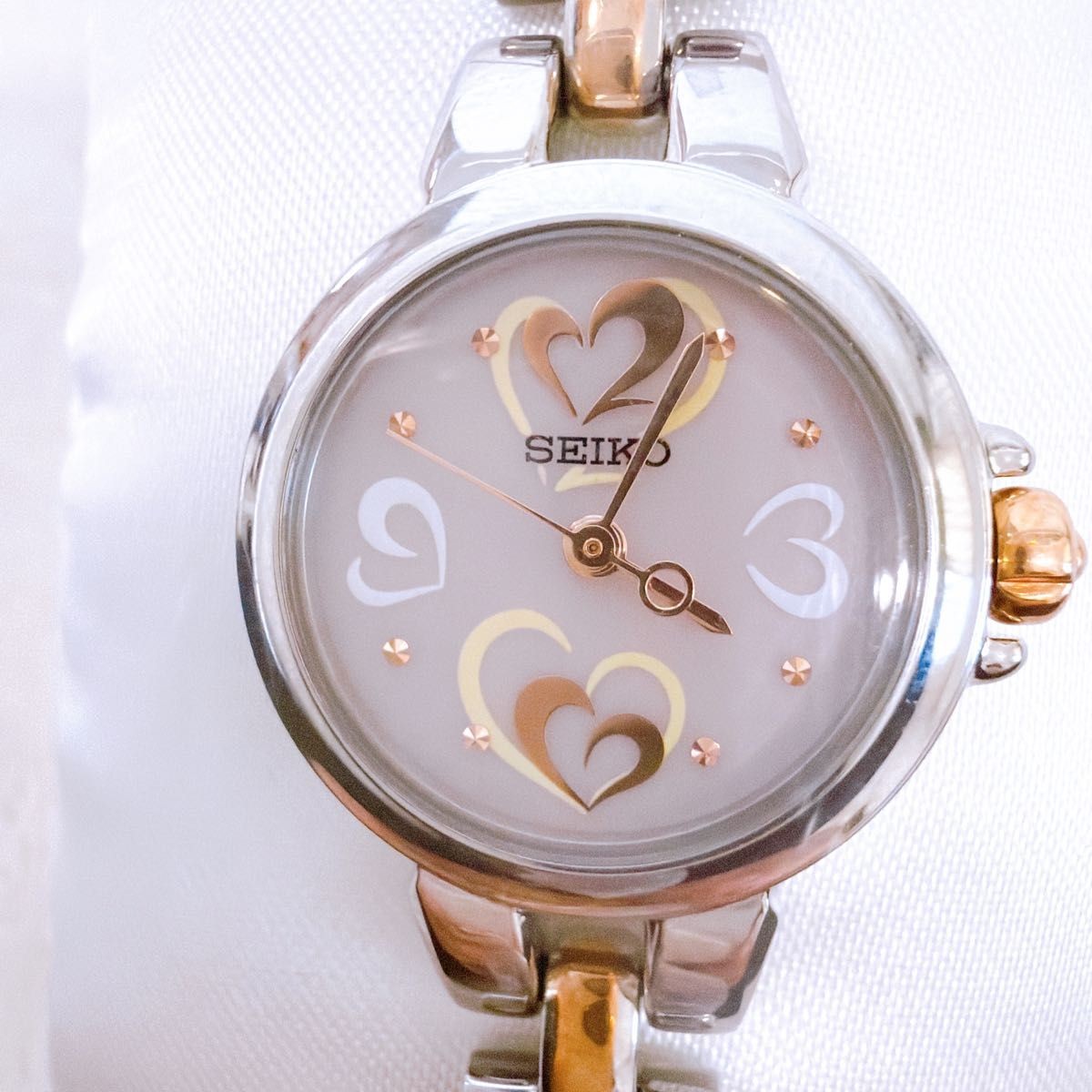 Seiko Tisse SWFA093 Solar Ladies Watch Heart Dial Silver Rose Gold New Japan