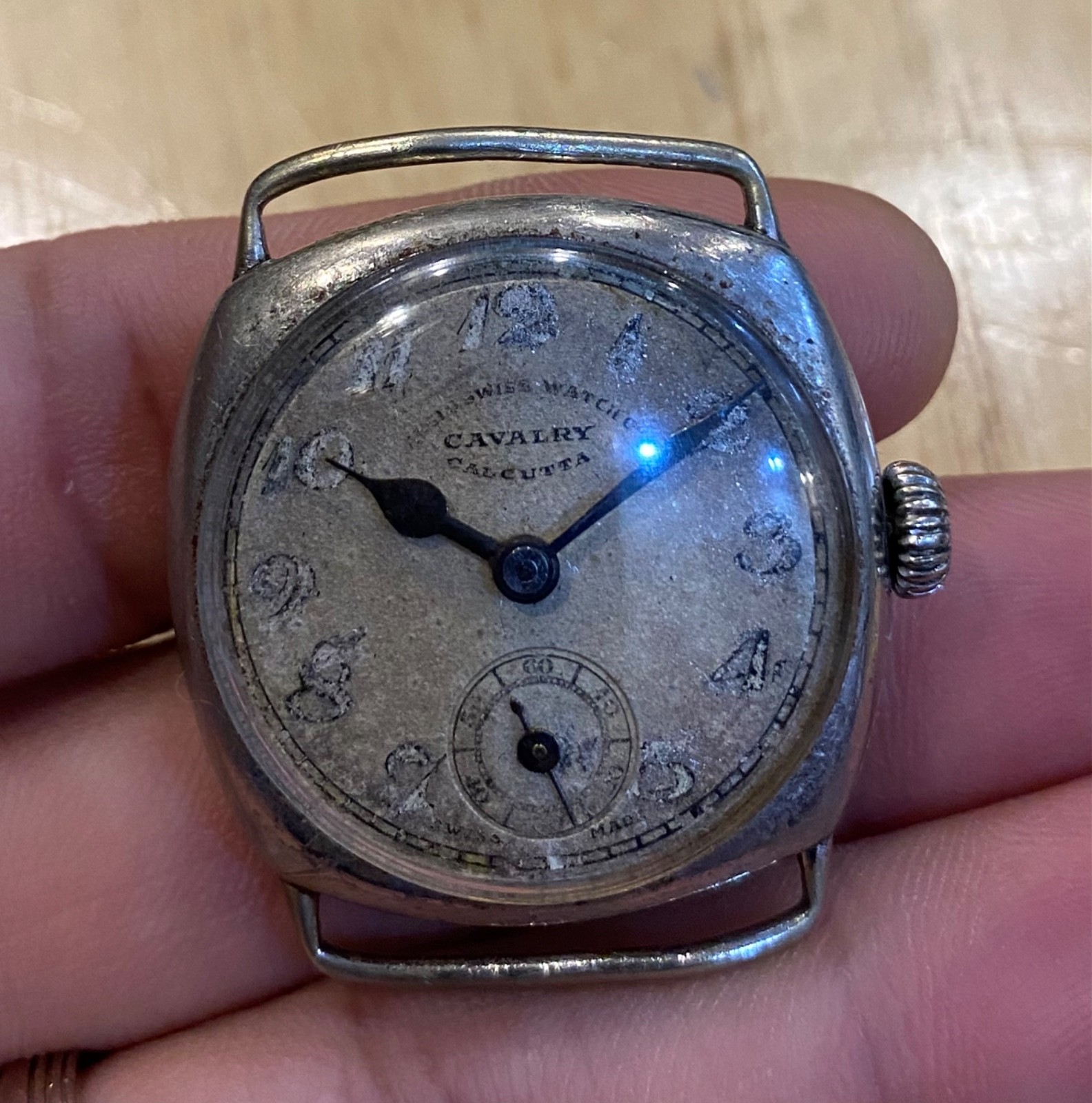 vintage early PAF Issued Anglo Swiss Watch Cushion Army Pakistan India PLS READ