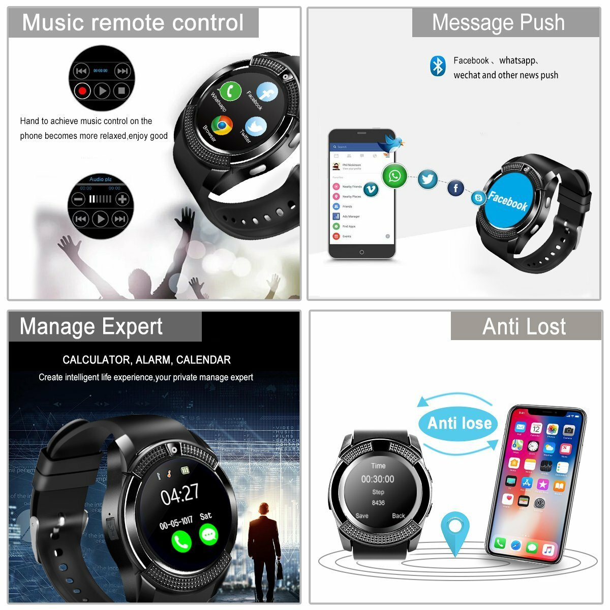 Sports Smart Watch Unlocked Phone Call Text for Android Men Women Watches