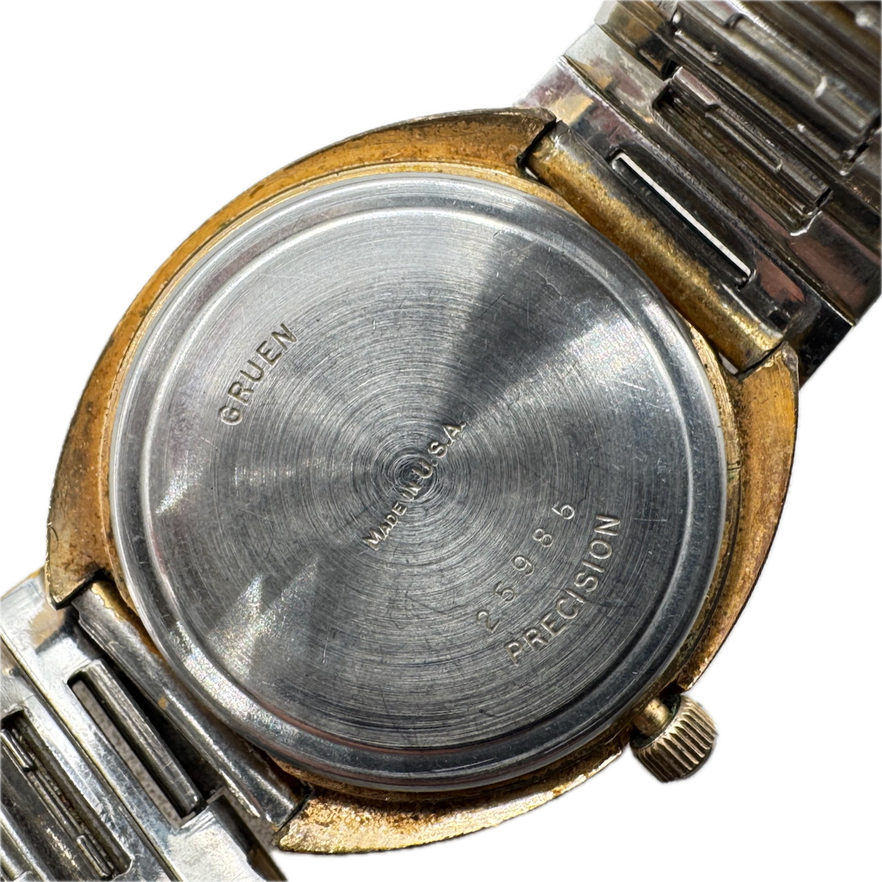 Vintage Gruen Teletime Egg Case Men’s Digital LED Wristwatch USA Gold Tone