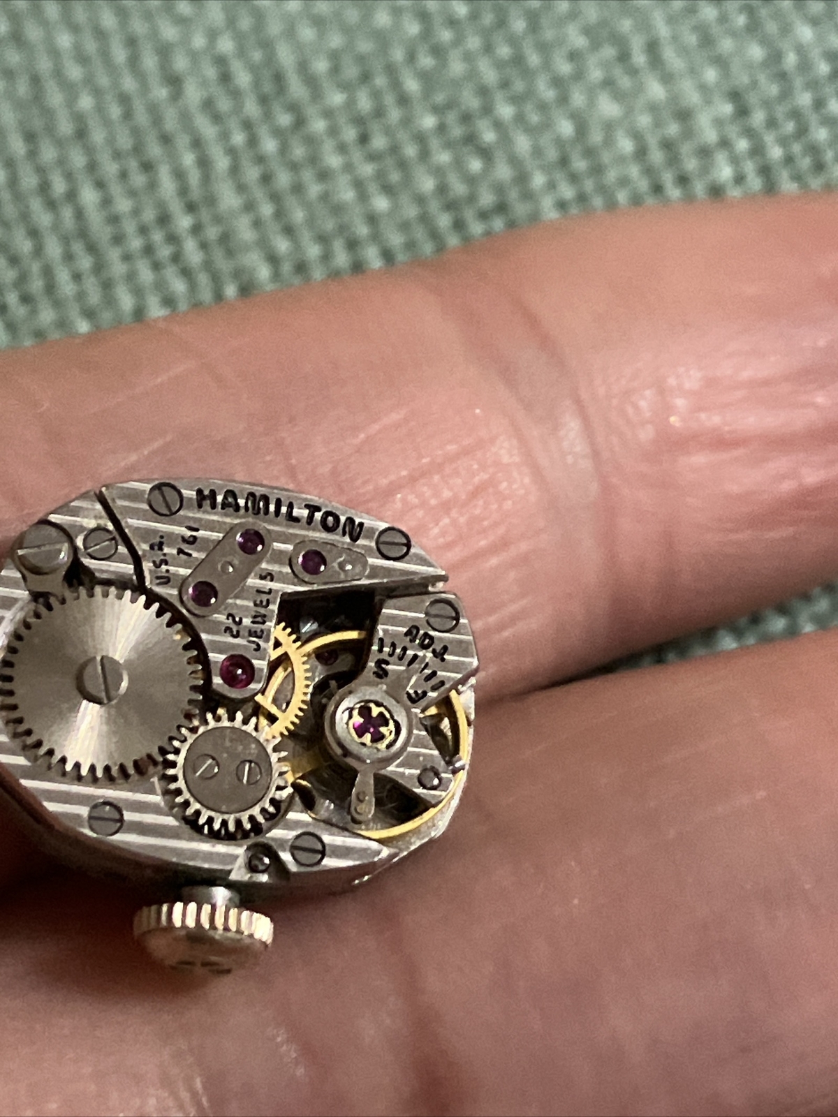 VTG Small HAMILTON Watch Face Only 22 Jewels AS IS