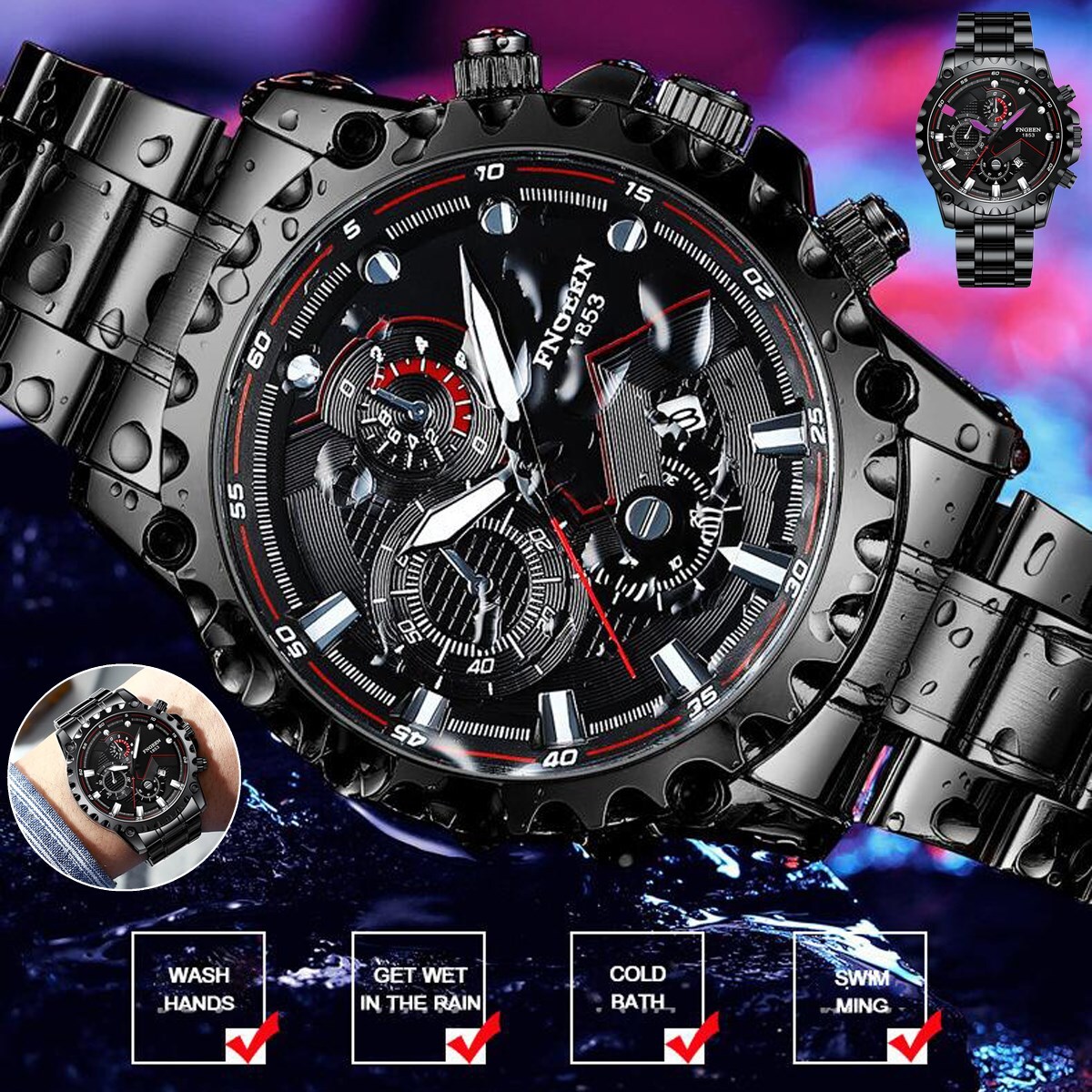 Waterproof Men’s Watch Classic Stainless Steel Quartz Luminous Luxury Wristwatch