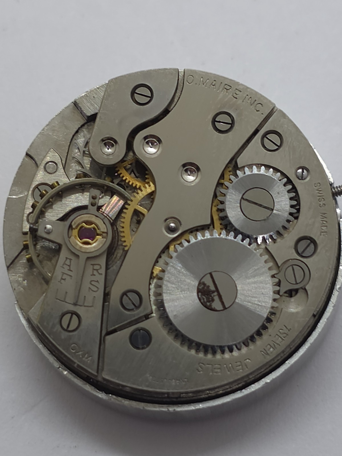 Vintage O. Maire INC Cal. OM 115 Good Main Spring Stem Watch Movement Uhren