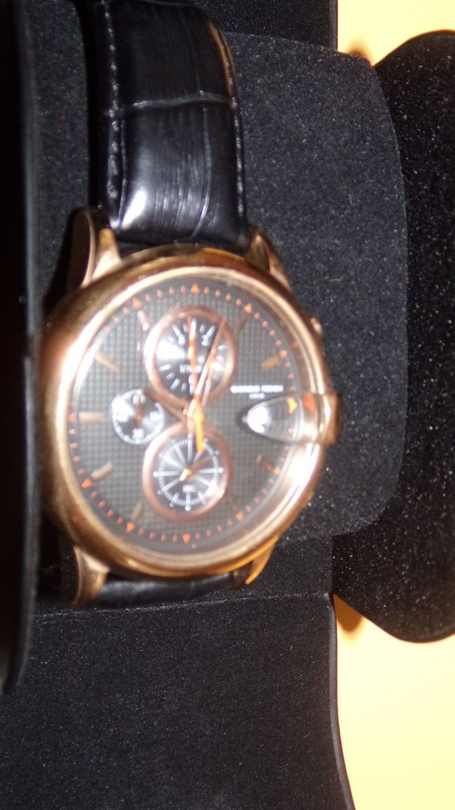Giorgio Fedon 1919 Hawkeye Chonograph Black Dial Rose Gold-tone Steel Watch