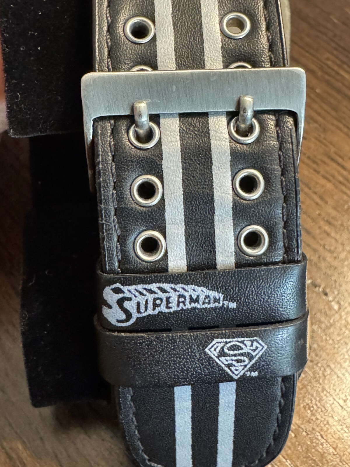 Rare Superman Flip Top Covered Leather Cuff Watch & Decorative Display Tin