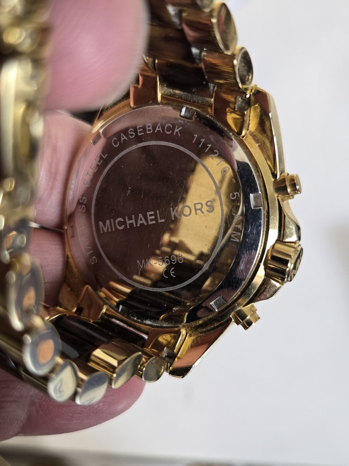 MICHAEL KORS MK 5696 BRADSHAW GOLD TONE+TORTOISE+BROWN CHRONO,ROMAN #’s WATCH