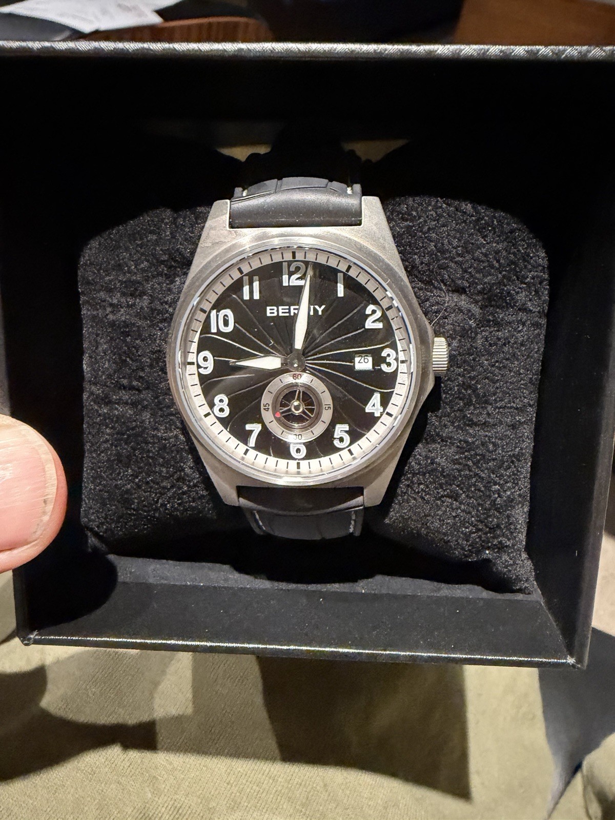 BERNY – Automatic Titanium Pilots Watch – New in box with tag and papers