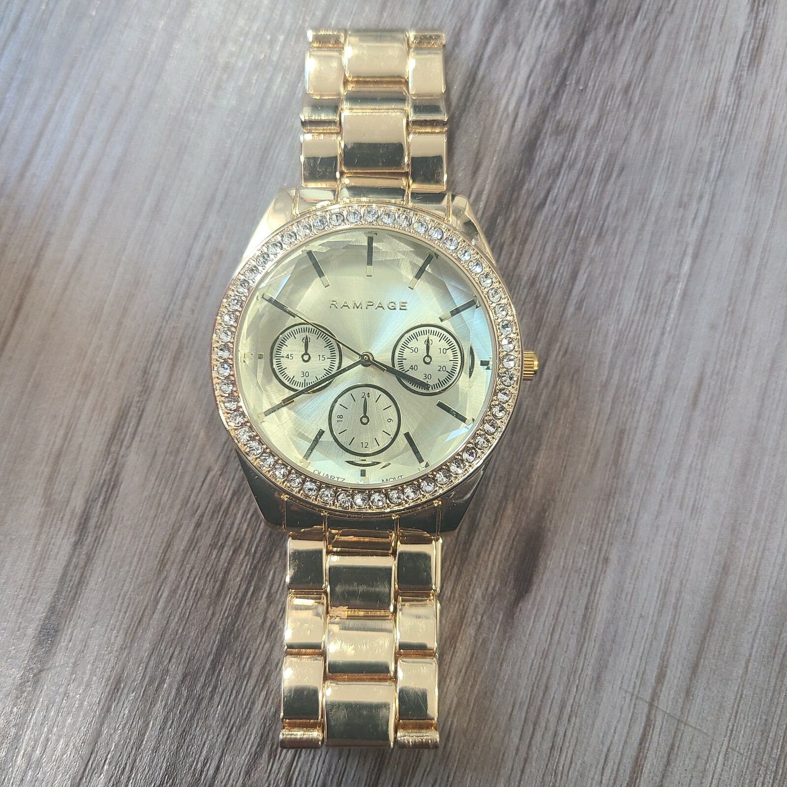 Rampage Watch Womens Gold-Tone Rhinestone