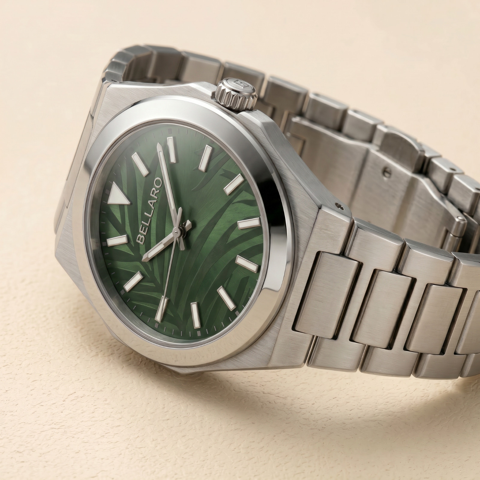 BELLARO Date Watch – Japanese Automatic NH35 – Sapphire Crystal Green Dial