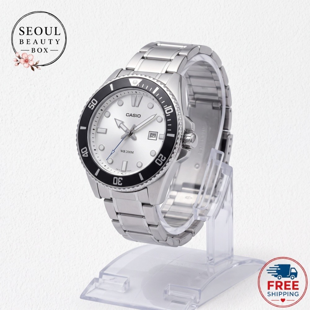 Casio Duro MDV107D-7A Men’s White Dial Diver Watch 200M Steel Bracelet New