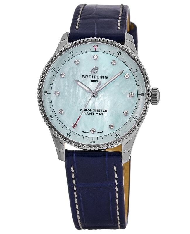 New Breitling Navitimer 32 Ice Blue Mother of Women’s Watch A77320171C1P1