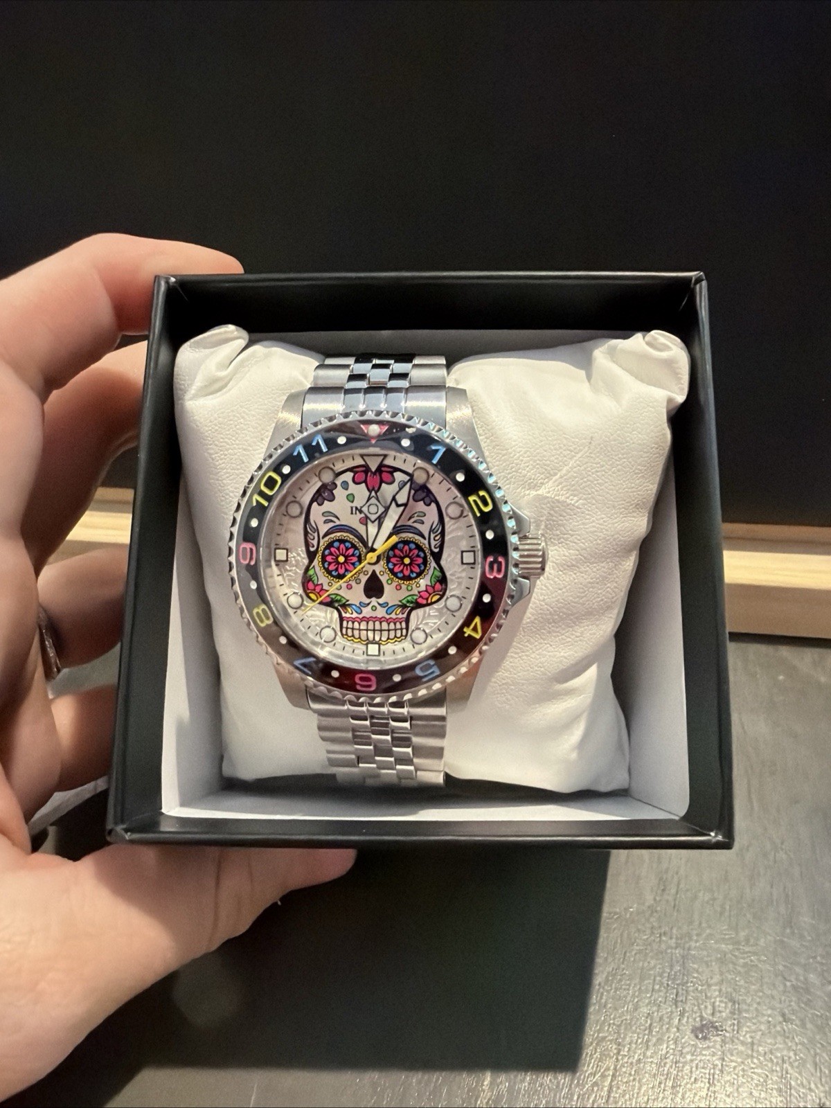 Invicta Pro Diver 36858 Men’s 40mm Sugar Skull Stainless Steel Watch New Box