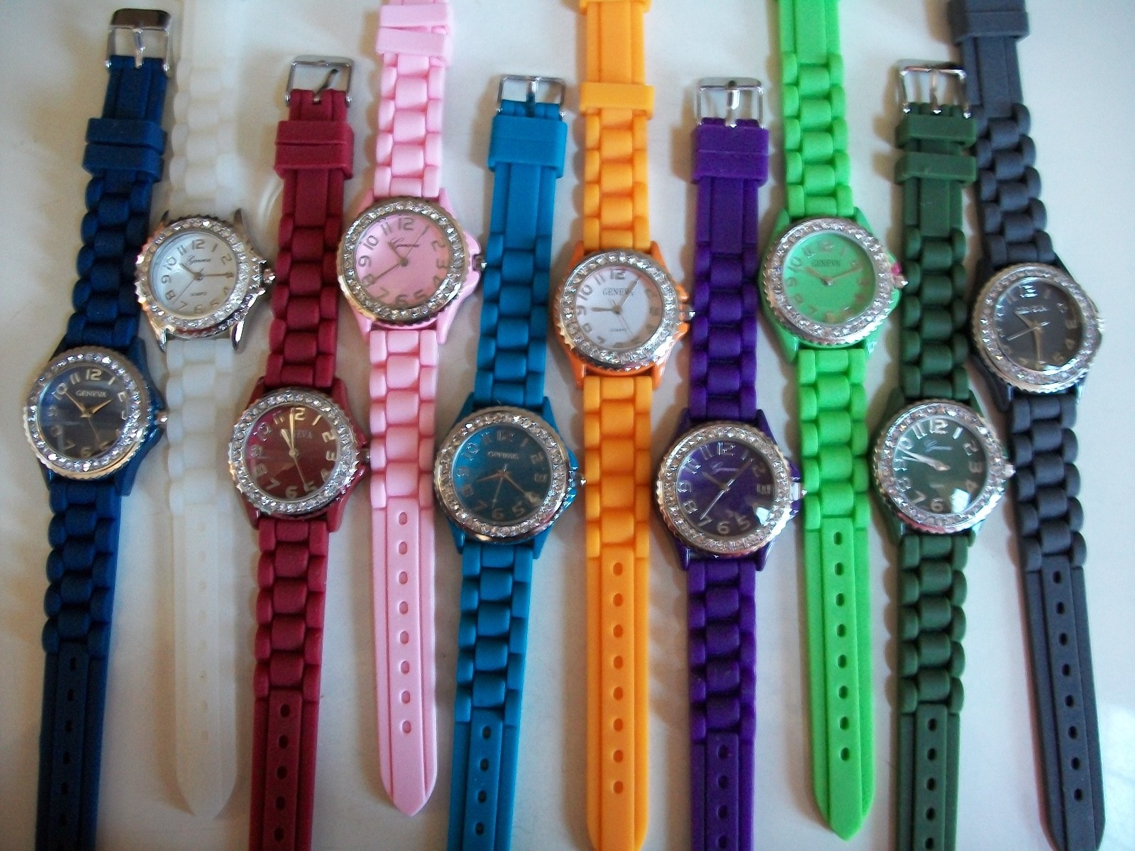 Fashion Candy Colors Jelly Silicone Rhinestone Girl’s Women’s Casual Wrist Watch