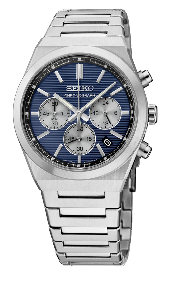 Seiko Essentials SSB453 40mm Blue Dial Sapphire Japan Quartz Chrono Men Watch