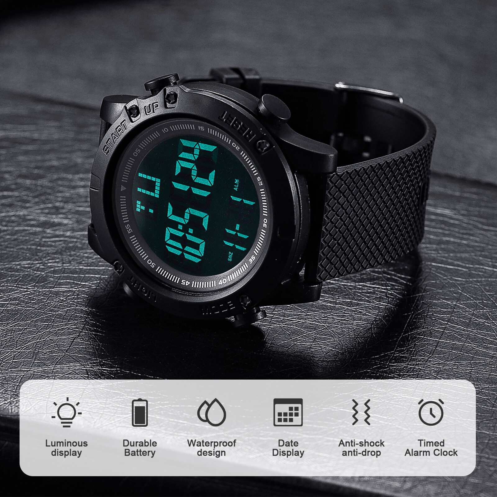 Men Digital Sports Watch Military Tactical LED Backlight Wristwatch Waterproof