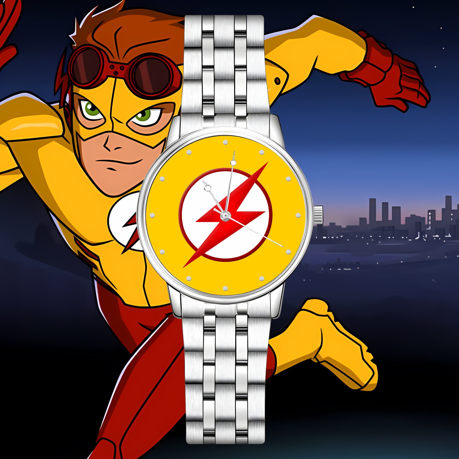 Kid Flash Young Justice Engraved Wristwatch