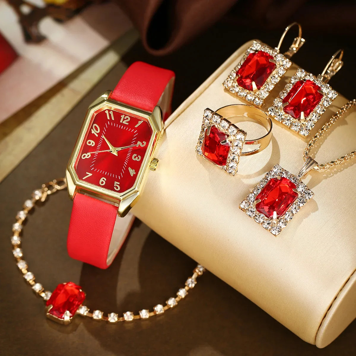 6/5/1PCS Luxury Fashion Square Women’s Watches Brand Ladies Quartz Wristwatch