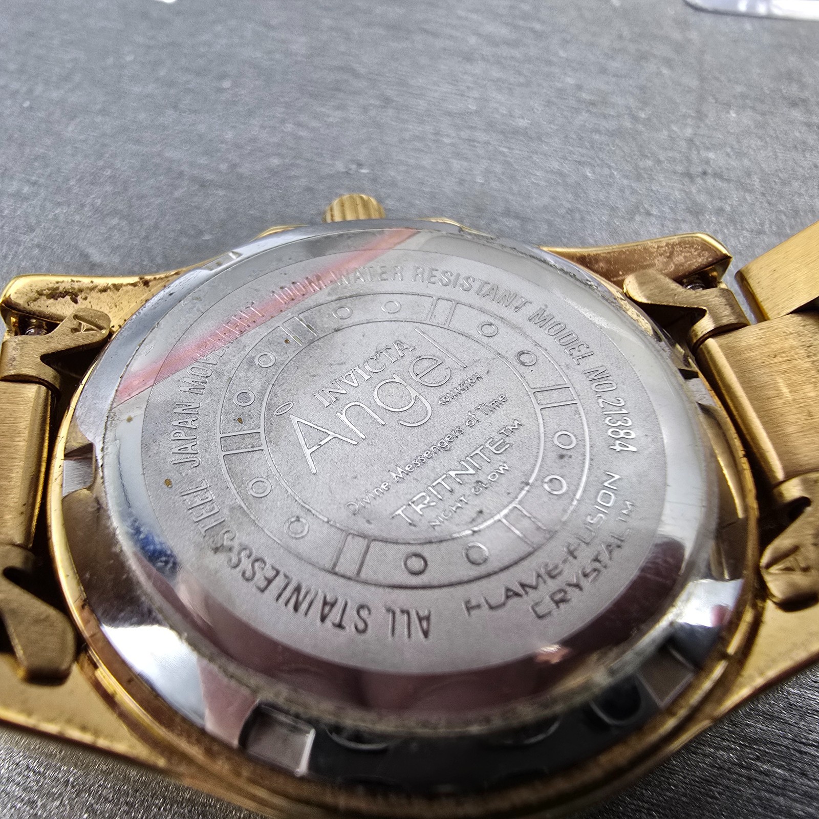 Invicta Angle Heart Watch Women 35mm Champagne Dial Gold Tone 21384 New Battery