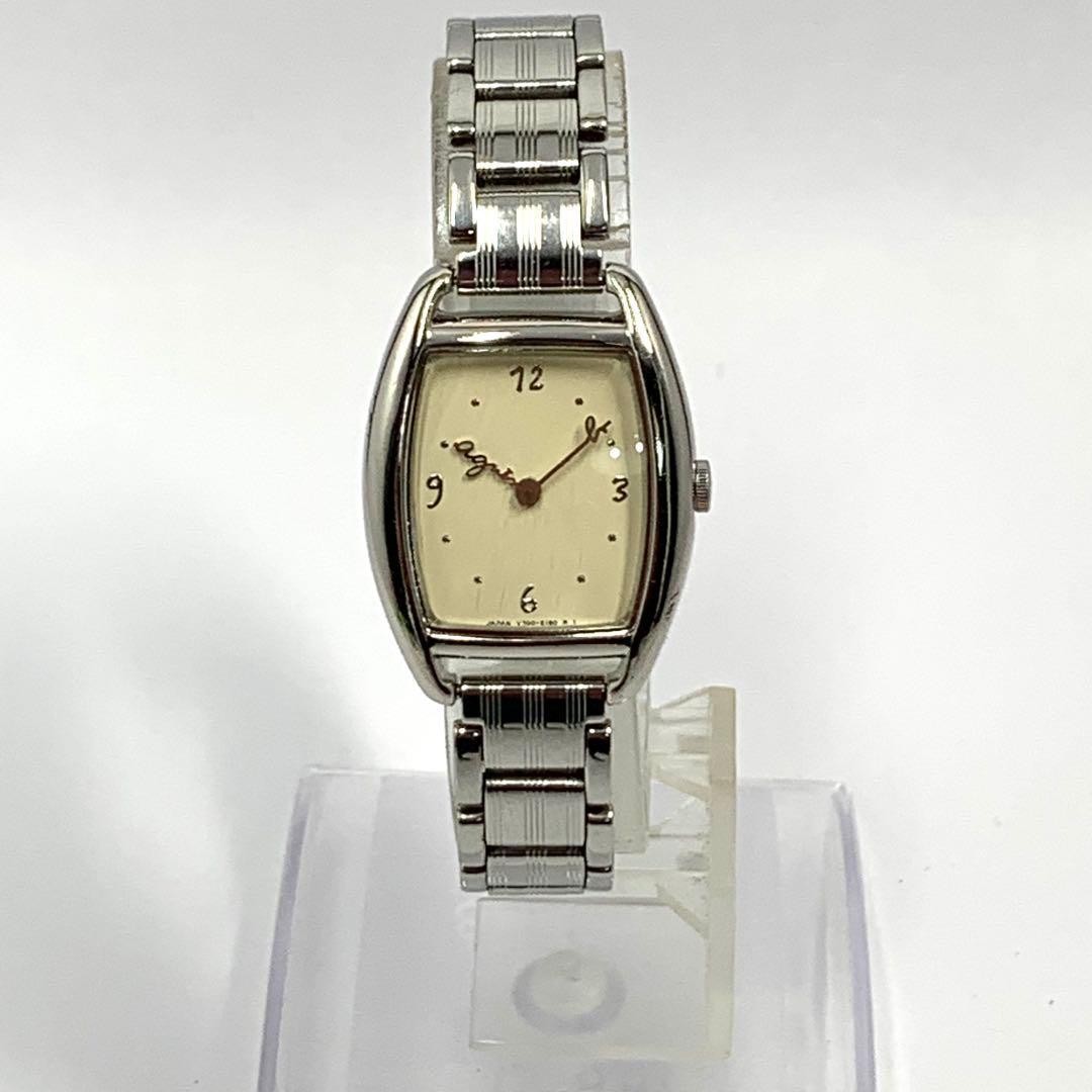 agnes b V7005110 Quartz Watch / Ivory Dial Stainless Steel Band Vintage