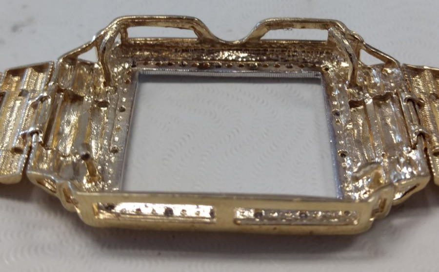 Mens Vintage 10K Yellow Gold Diamond Accented Geneve Quartz Wristwatch