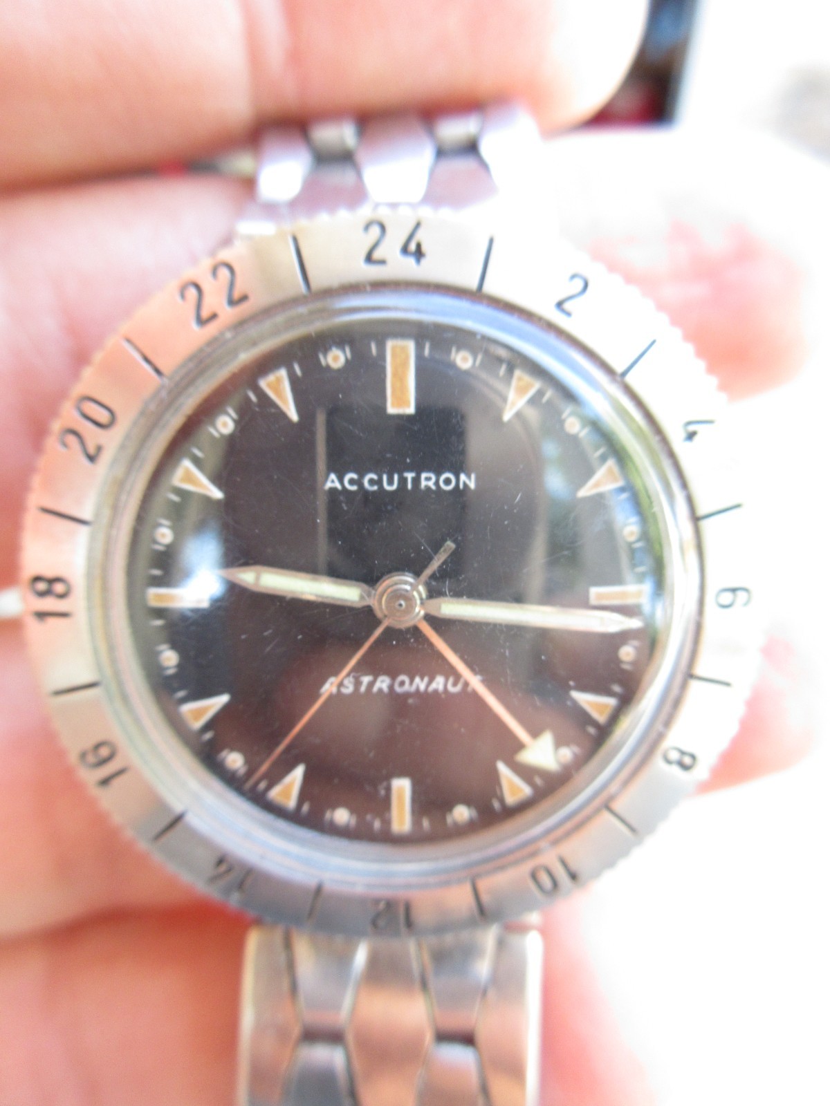 1963 VTG BULOVA ACCUTRON – ASTRONAUT 214 Tuning Fork GMT Wristwatch WORKING!