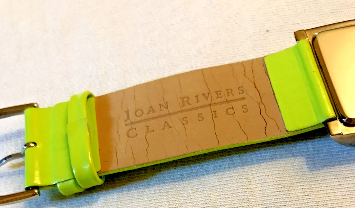 Joan Rivers watch womens brat lime green horizontal rectangle runs good cond