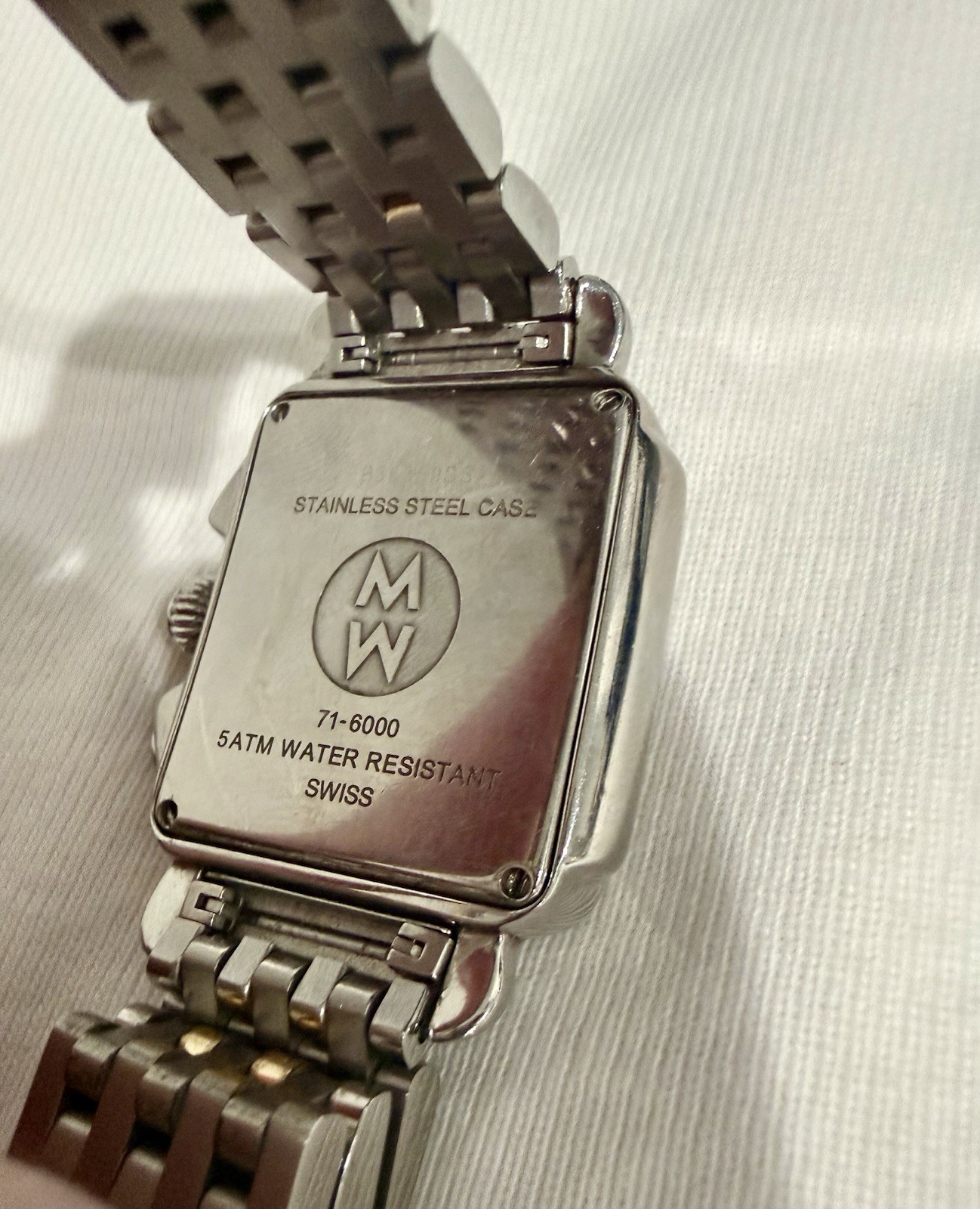 Michele Deco Diamond Chronograph Watch 71-6000 MOP Box Bands Links Complete Set
