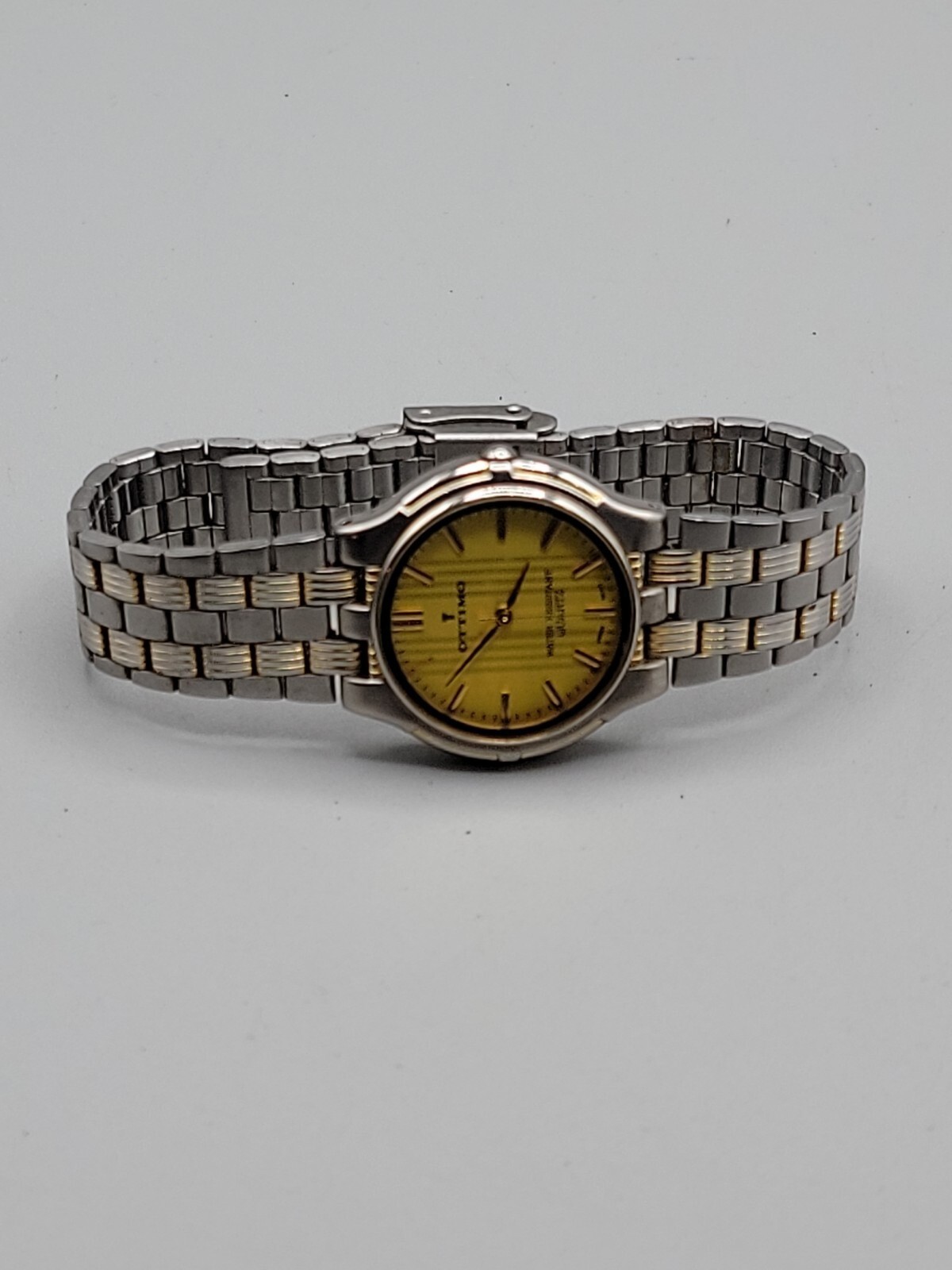 Vintage 18kgp Ottimo Unisex Quartz Watch Rare Yellow Dial 7″ 30mm
