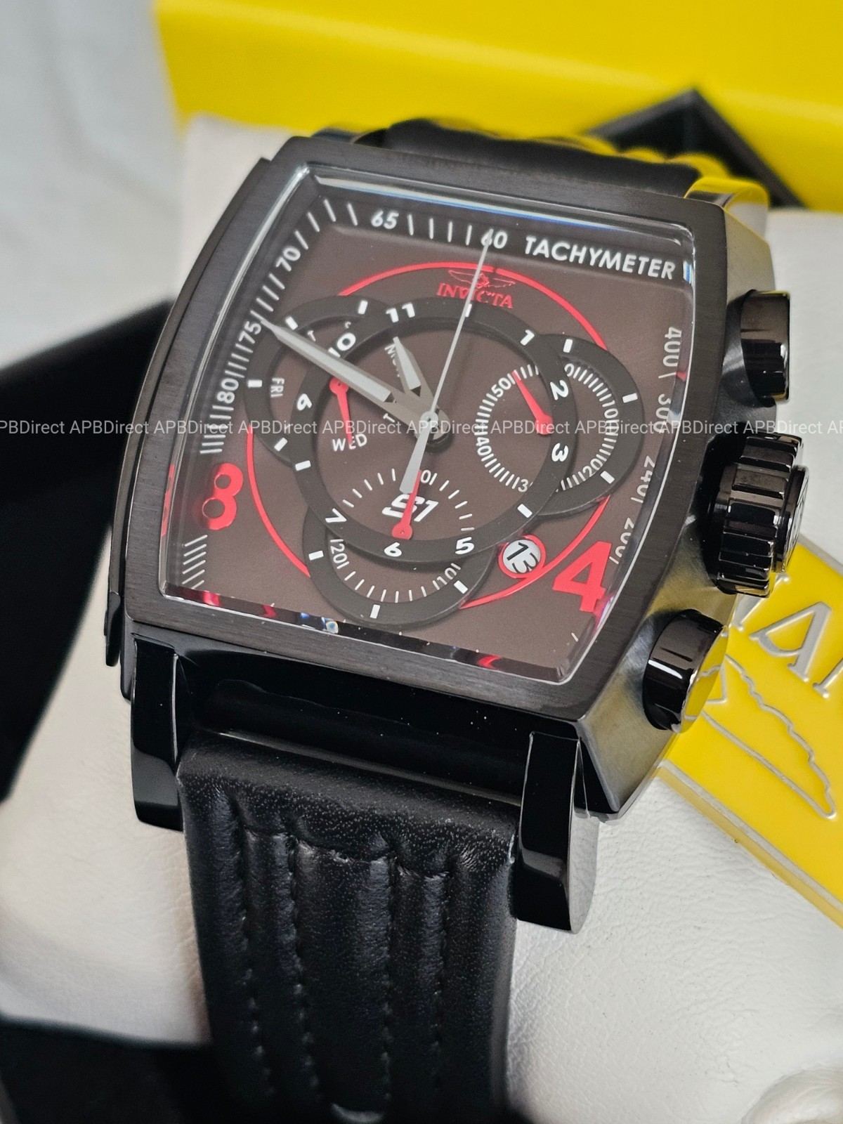 Invicta – S1 Rally – Swiss Z60 Chronograph Black / RED – Leather Mens Watch