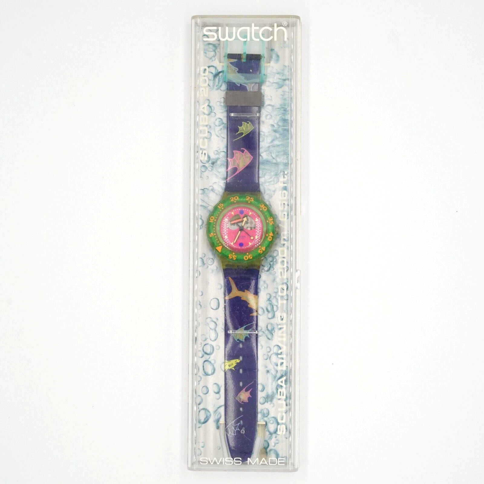 Swatch SCUBA 200 SDN101 HAPPY FISH [NEAR MINT] Vintage 1991 Replaced Batter