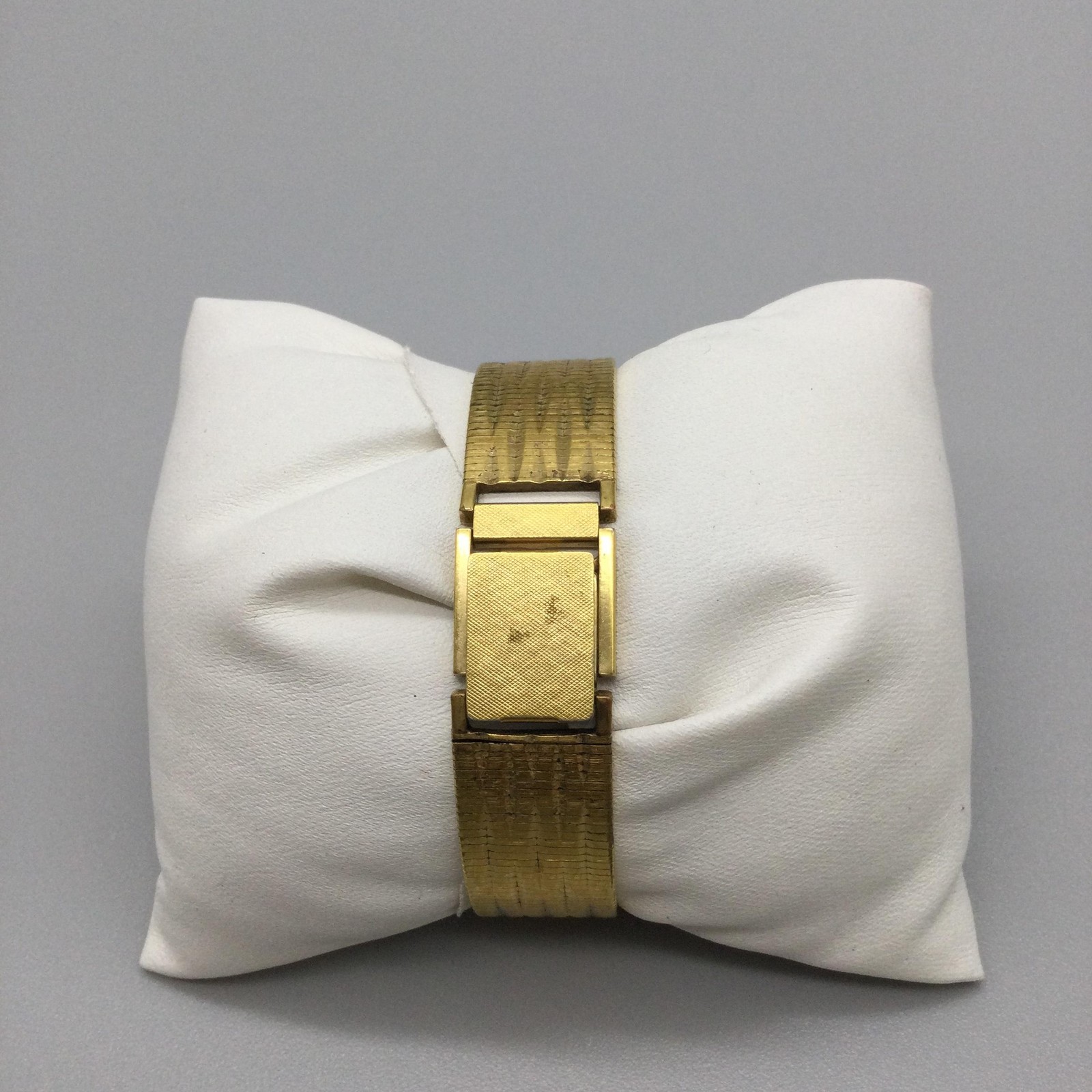 Vintage Bucherer Womens Watch 20mm Blue Rectangle Dial 10K GP Manual 5255-3 6.5″