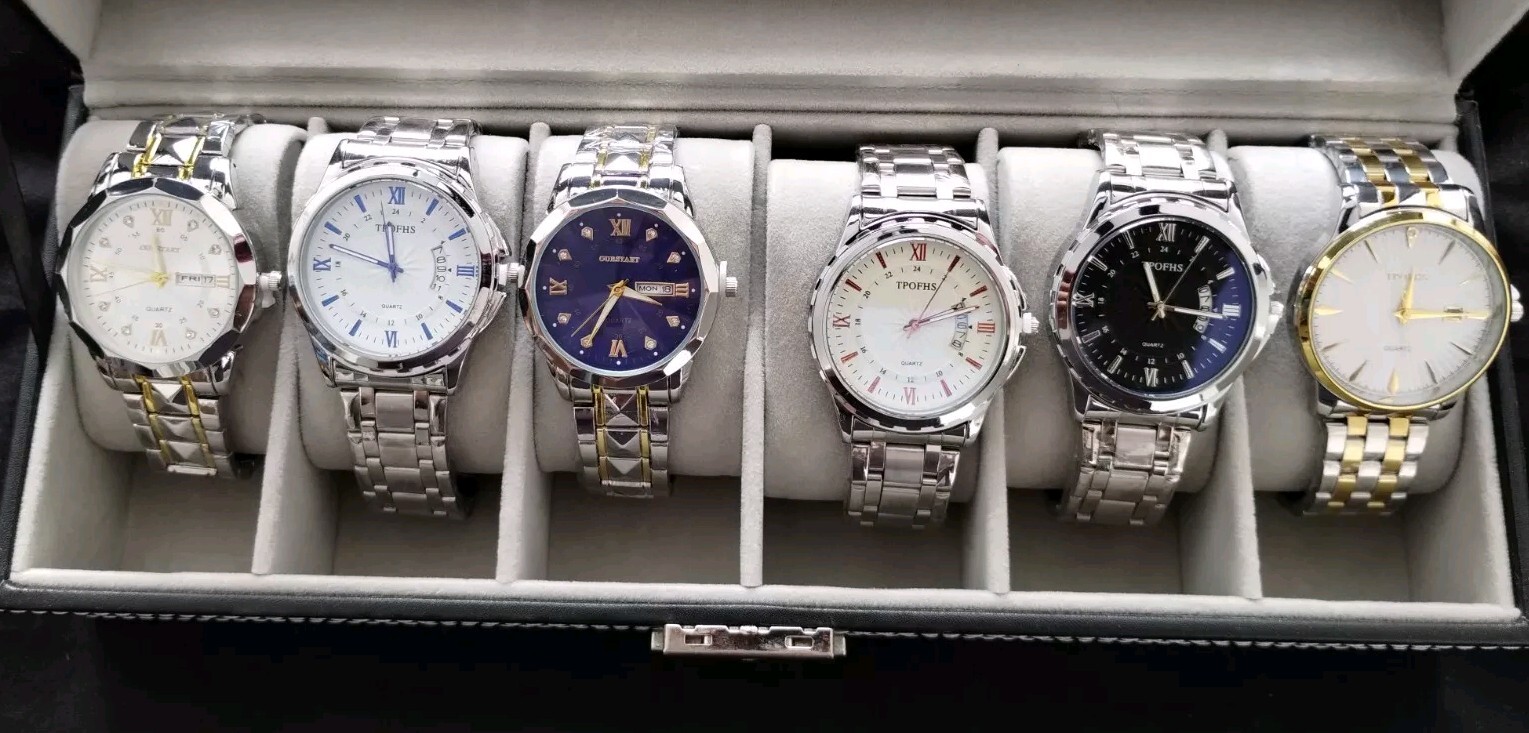 Set 6 NEW QUALITY Men’s Watches CLOSEOUT OVERSTOCK DEAL Men Watch Lot IPHON H