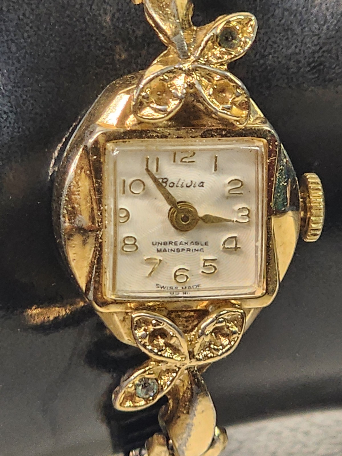 Vtg LADIES BOLIVIA Wrist Wind Up Watch Stretch Band Lifetime Mainspring Speidel