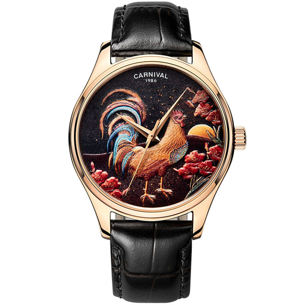 Men’s Automatic Mechanical Watches Tiger Sapphire Grass Leather Strap Waterproof