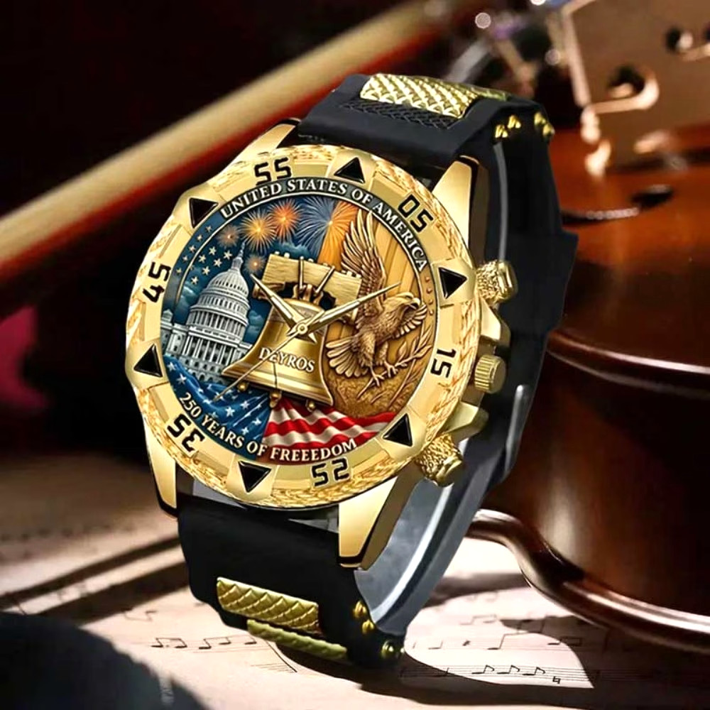 Luxury Quartz Watches 250Th USA Anniversary Men Silicone Strap Quartz Watch Gift