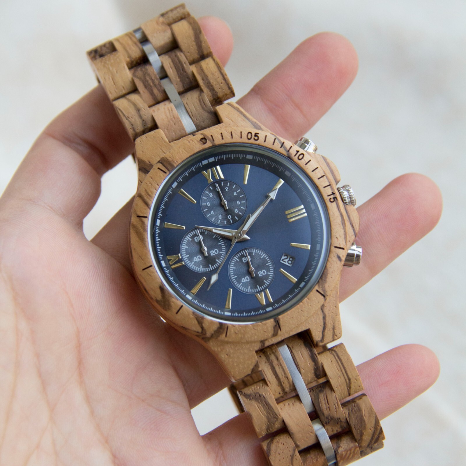 Men’s Wood Watch Handmade Chronograph Wooden Watch