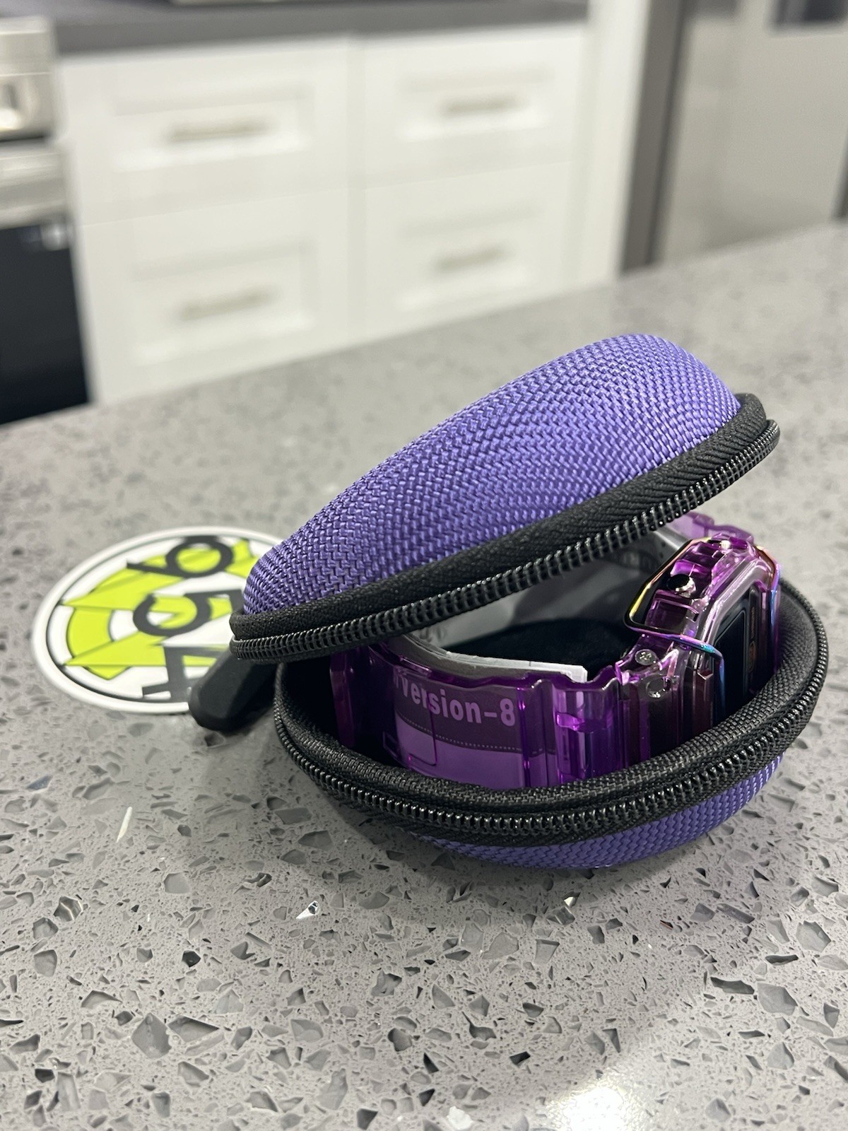 Gshock DW5600 Mod Custom Skmei Watch Clear Purple Black Dial / Travel Case
