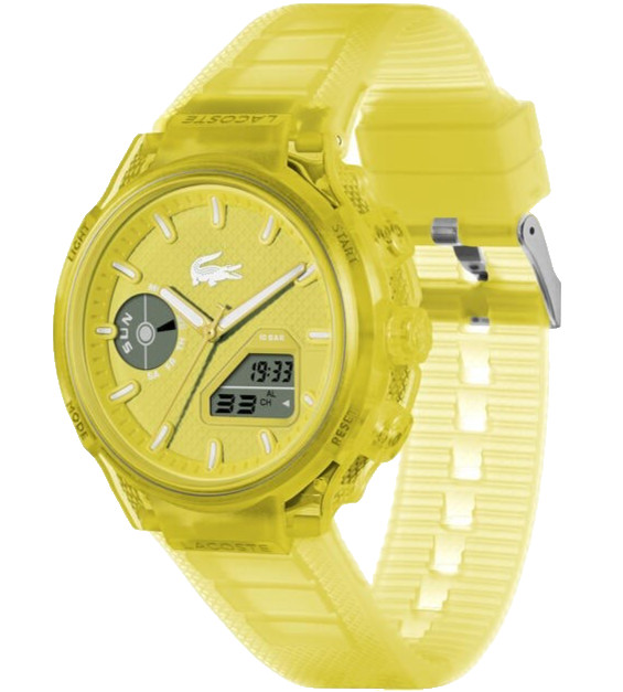 LACOSTE LC33 2011430 ANALOG & DIGITAL YELLOW DIAL SILICONE STRAP 45MM MENS WATCH