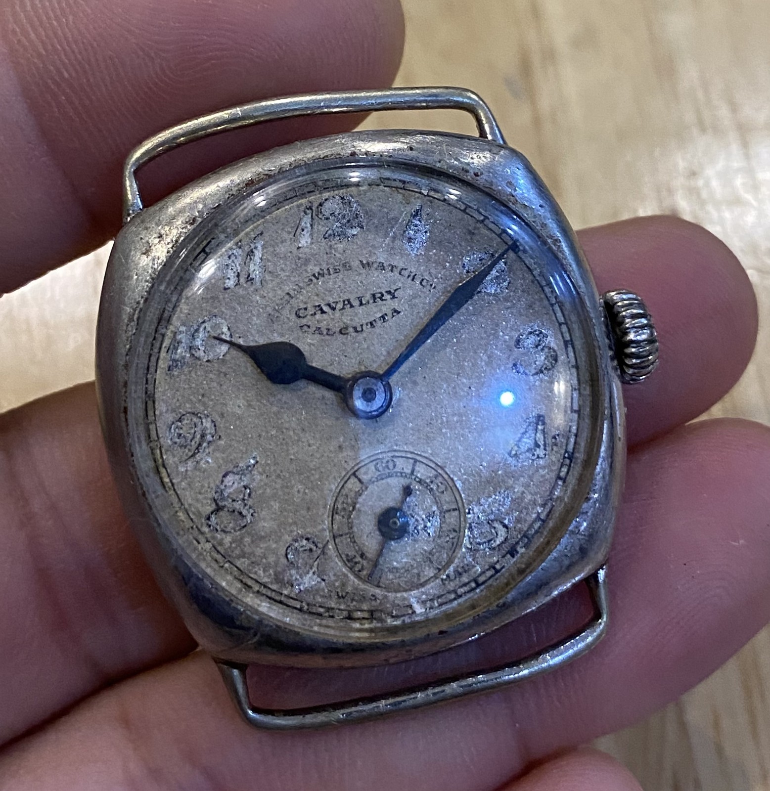 vintage early PAF Issued Anglo Swiss Watch Cushion Army Pakistan India PLS READ