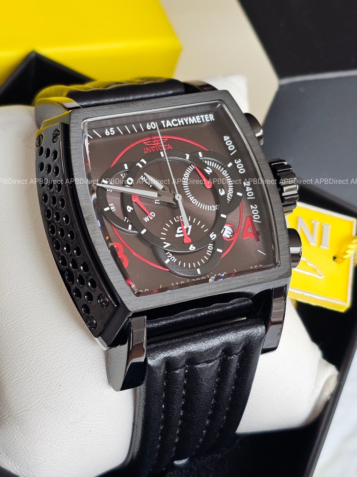 Invicta – S1 Rally – Swiss Z60 Chronograph Black / RED – Leather Mens Watch