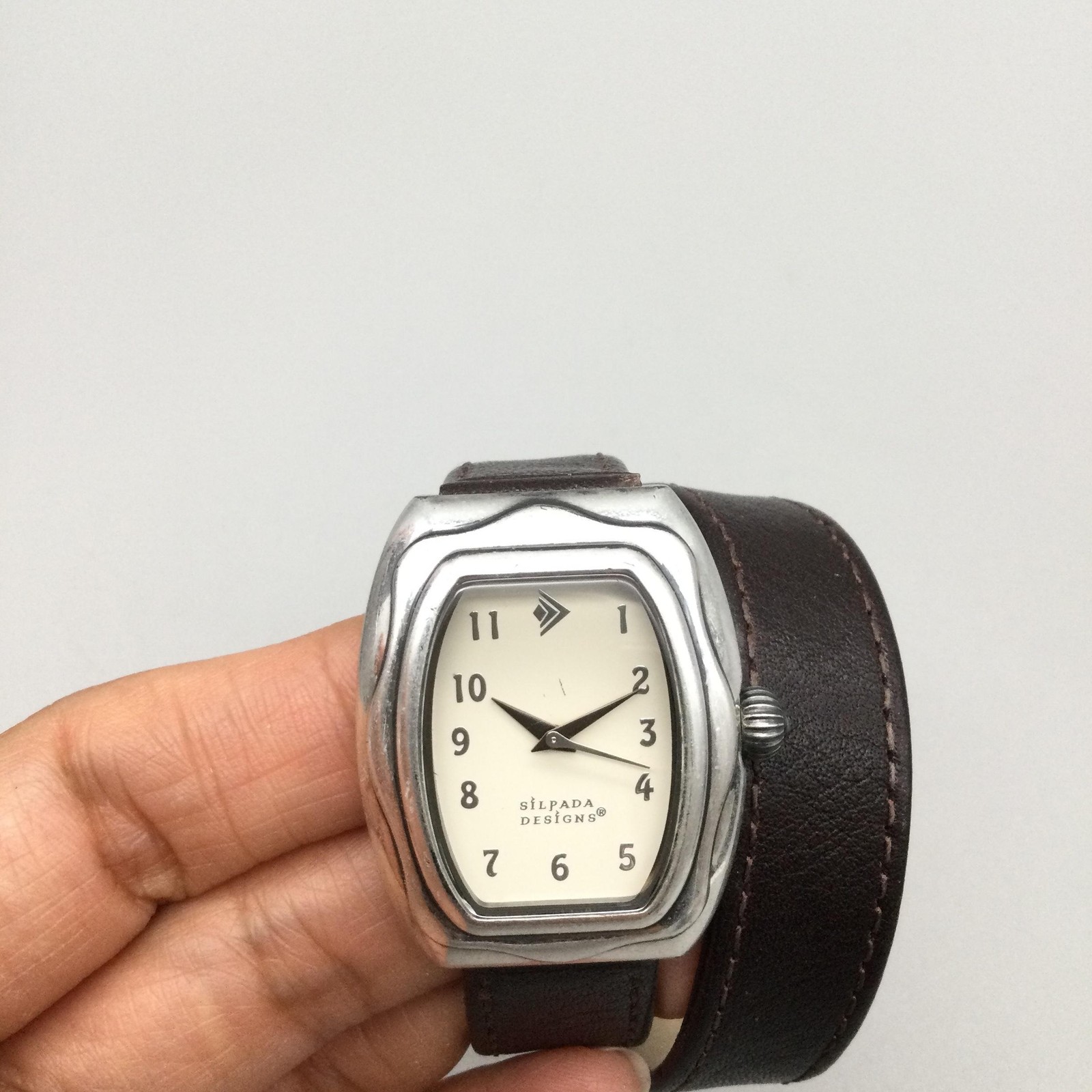 Silpada Designs Womens Watch 29mm Silver Tone Brown Leather Wrap New Battery