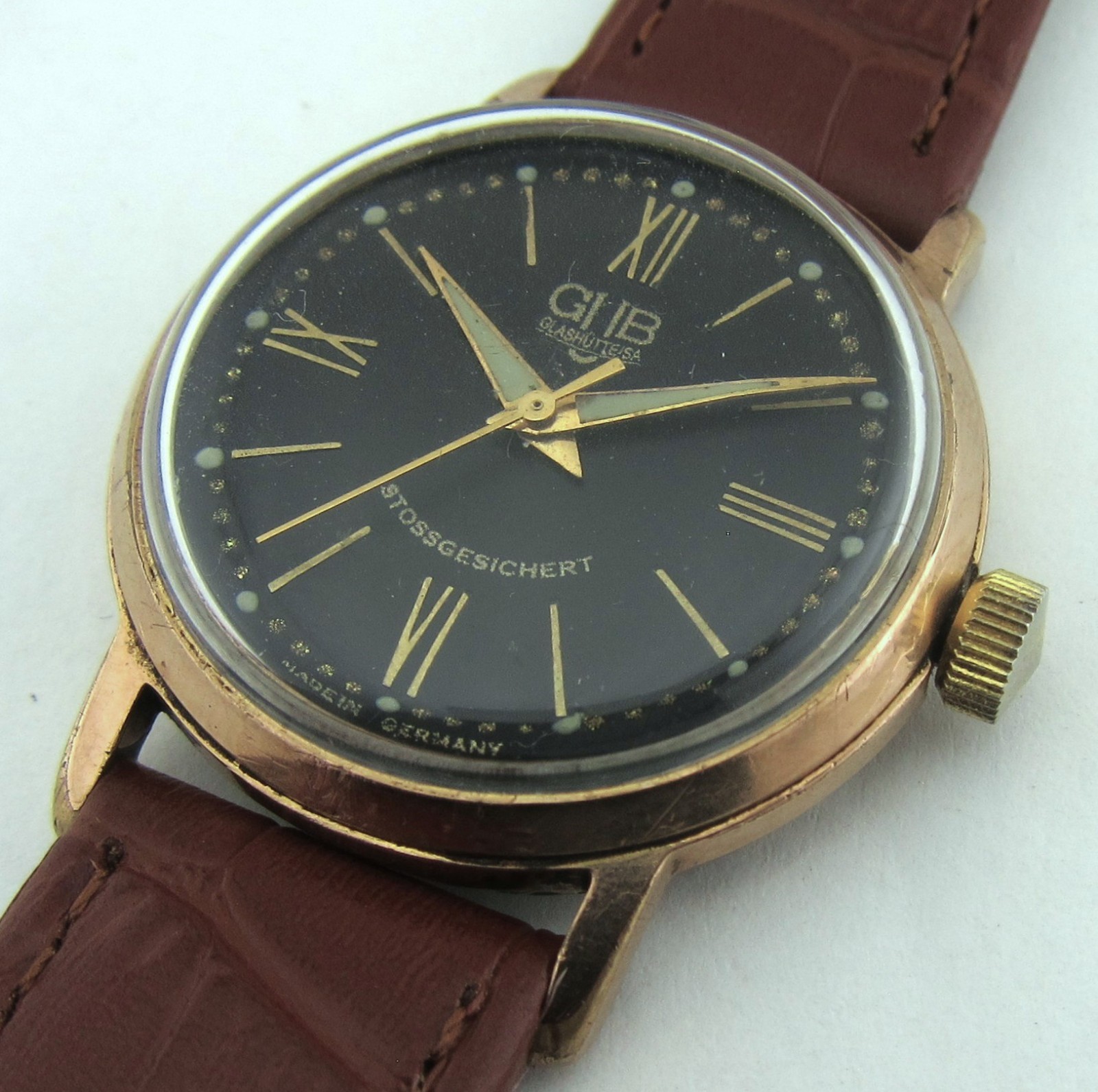 Vintage GUB Glashütte Watch Cal. 60.1 Central Seconds Gold Plated case d=33.4mm