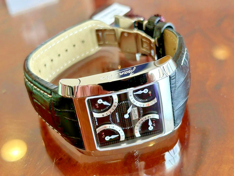 Jean d’Eve Quarta Automatic 927051NAAAK Retrograde Mens Watch Black Leather Box