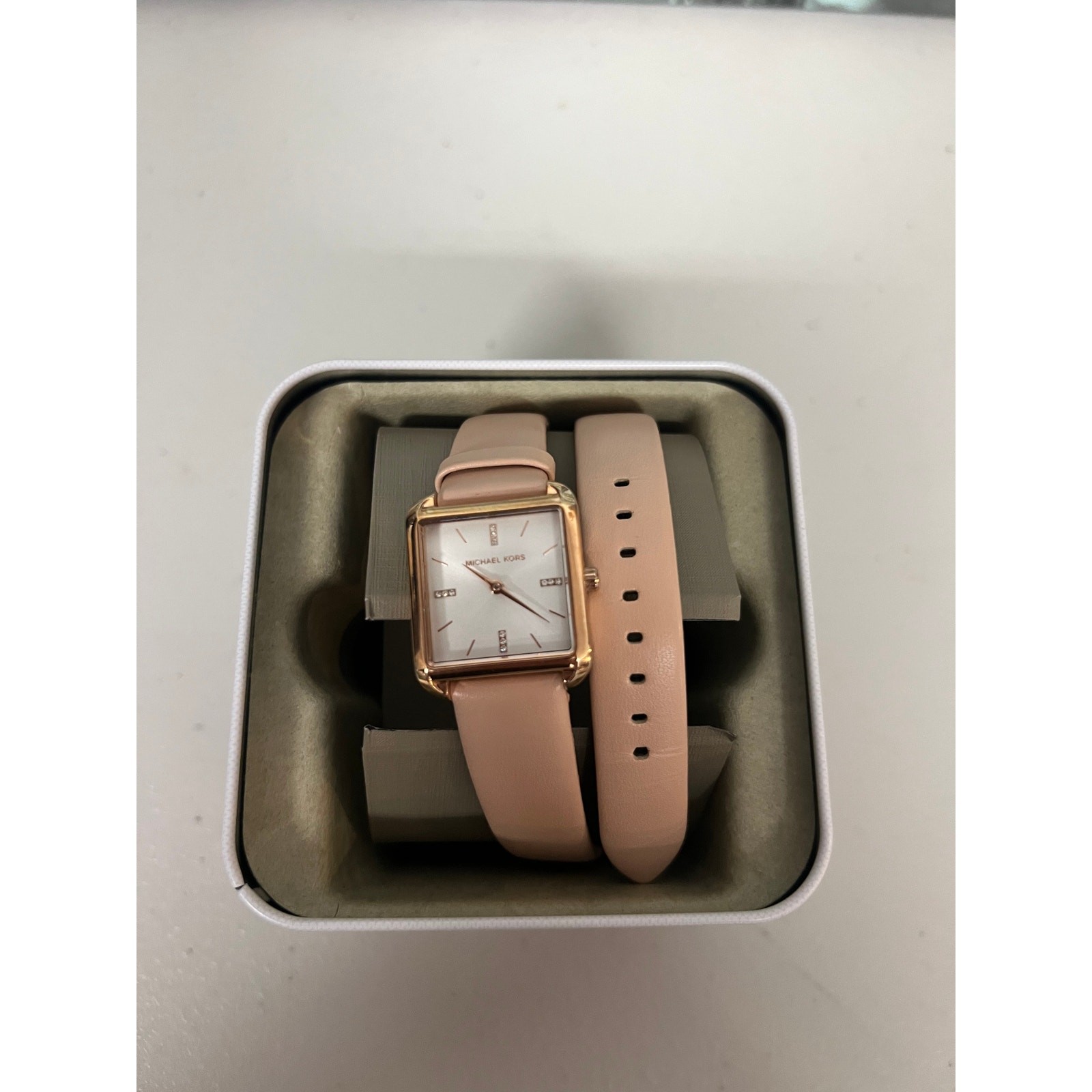 Michael Kors MK2826 Drew Three-Hand Blush Pink Leather Double Wrap Women’s Watch