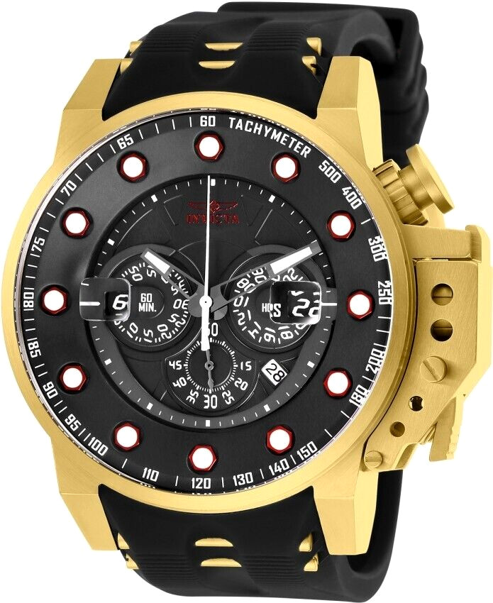 NEW INVICTA 25272 I FORCE BOMBER CHRONOGRAPH BLACK DIAL GOLD STEEL WATCH